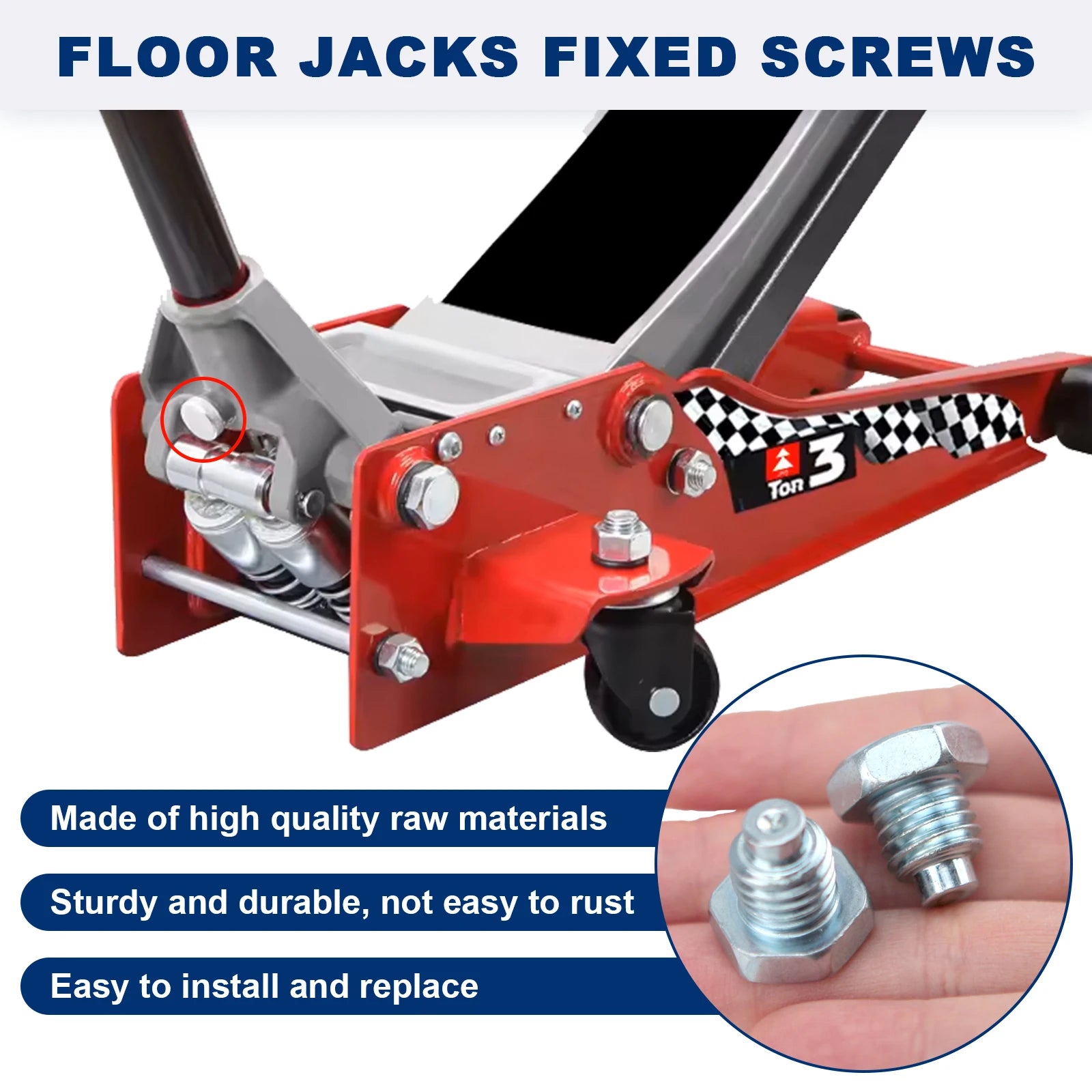 Floor Jack Handle Bolts for 3 Ton 4 Ton Hydraulic Floor Jacks, Horizontal Car Jack Top Handle Screws Essential Floor Jack Parts