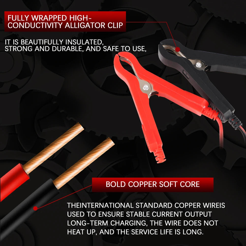 6V 12V Switch ASE Adapter Cable Smart Battery Charger Multiple Protections Car Automatic Float Charger For Motorcycle Lawn Mower