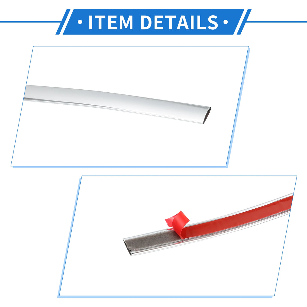 Uxcell Car Chrome Trim Molding Body Window Seal Rubbing Strip Bumper Anti-Collision Strip for Auto DIY Shiny Self-Adhesive Strip