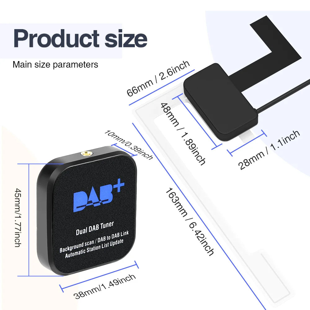 DAB+ Antenna for Android Car Radio With USB Adapter GPS Stereo DAB Receiver Player Automatic Scan Support Channel List LOGO
