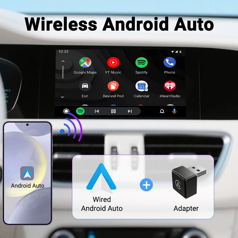2in1 Wired To Wireless Carplay Smart DongleWireless Android Auto Adapter 5G WIFI For iphone Android Phone For FIAT MG Kia Audi