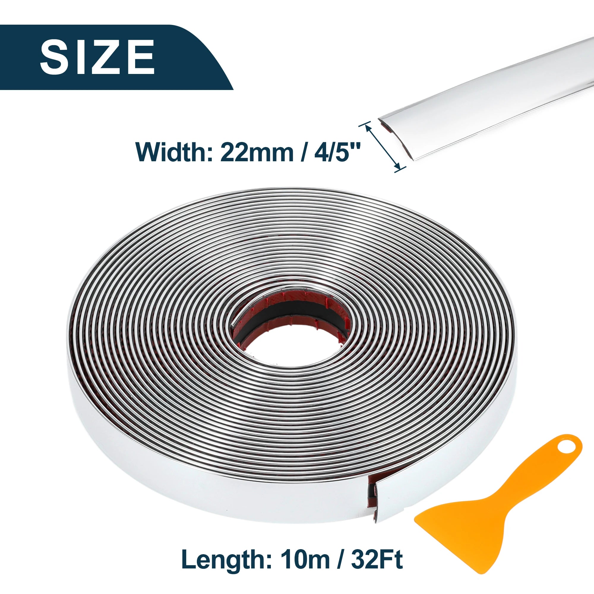 Uxcell Car Chrome Trim Molding Body Window Seal Rubbing Strip Bumper Anti-Collision Strip for Auto DIY Shiny Self-Adhesive Strip