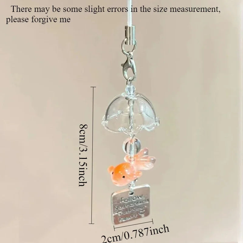 1pc Cute Goldfish Wind Chime Car Pendant plastics Decorative Transparent Glass Little Goldfish Wind Chime car accessories funny