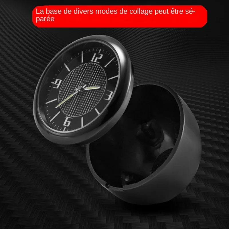 Car Clock Luminous Mini Automobiles Internal Stick-On Digital Watch Mechanics Quartz Clocks Auto Ornament 40mm 43mm