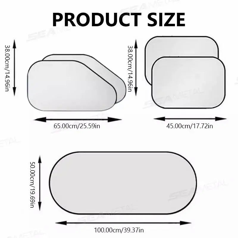 SEAMETAL Car Sun Shade UV Protector Reflective Fabric Car Window Sunshade Front Rear Back Window Sun Visor Summer Protection