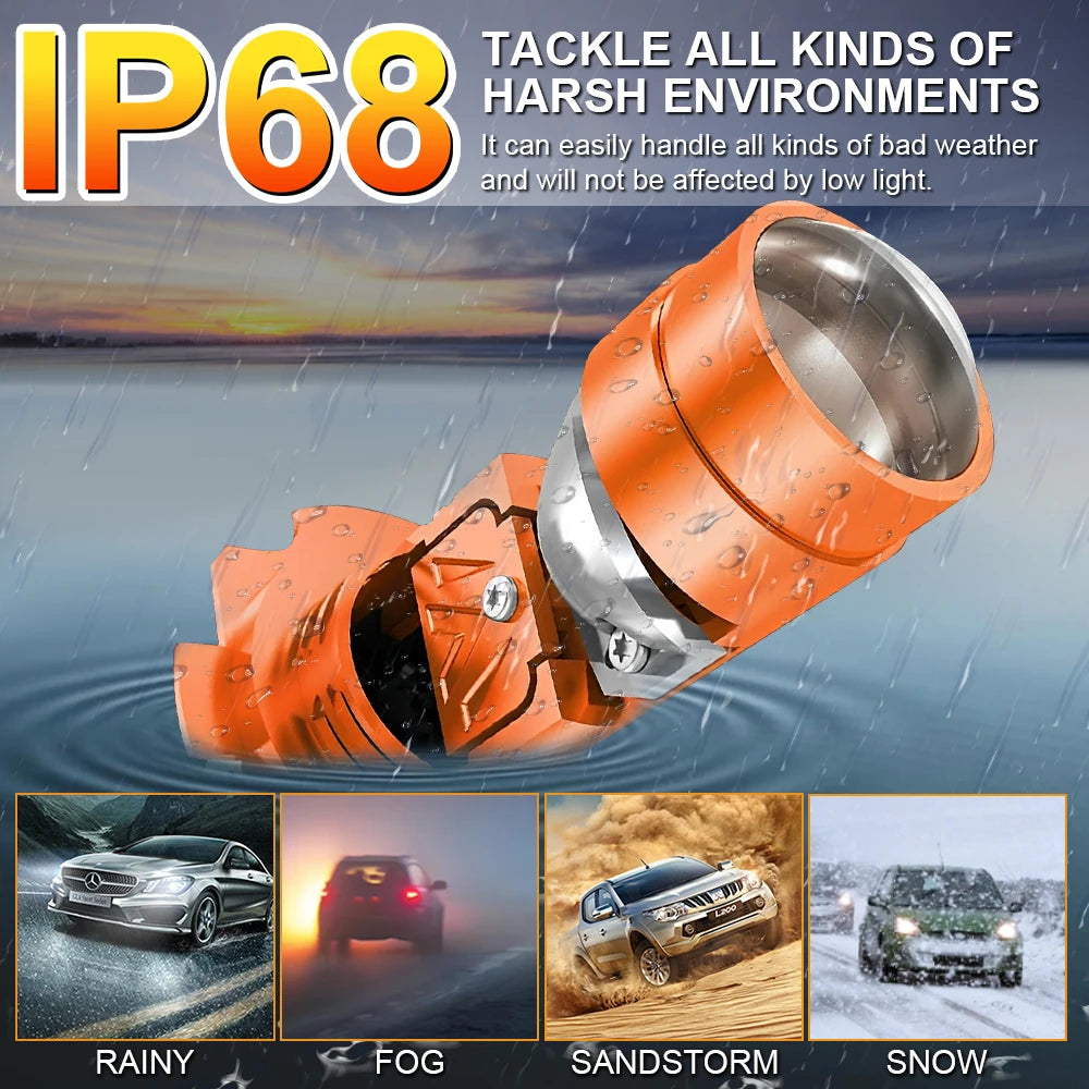 Mini H7 Led Headlight Lamp CANBUS 3 Colors Projector Lens Bulb Hi/Low Beam 800000LM 2000W Auto Headlamps 6000K White Plug&Play