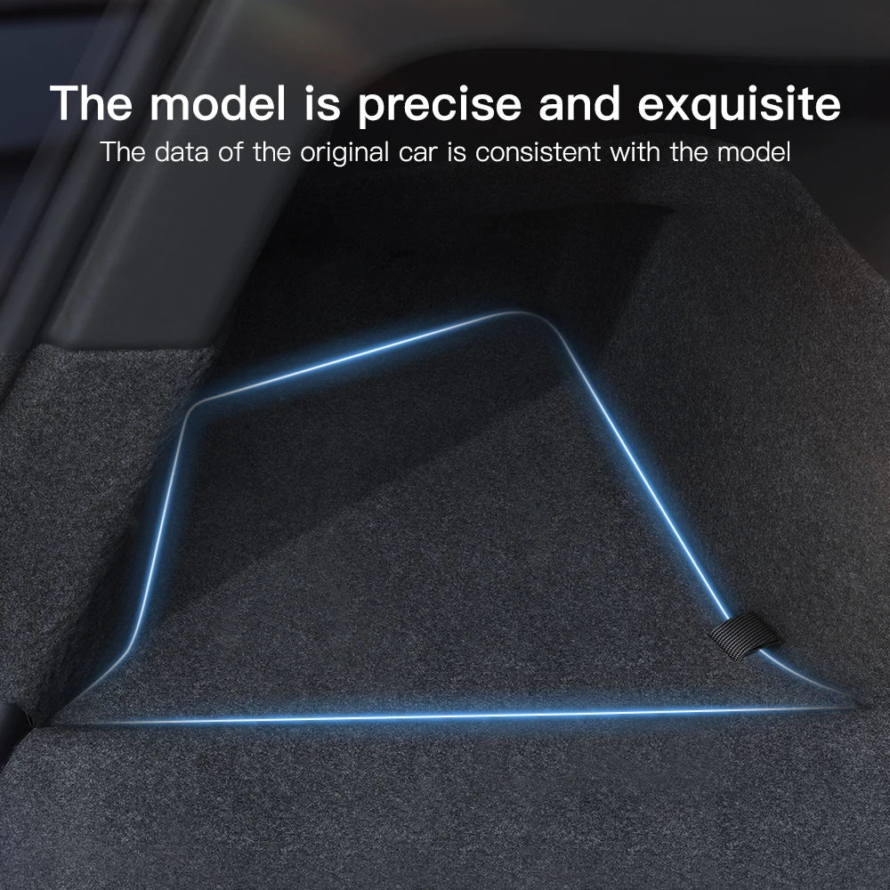 YZ For Tesla Model Y Juniper 21-2025 Trunk Side Storage Box  Hollow Cover Organizer Flocking Mat Partition Board Stowing Tidying