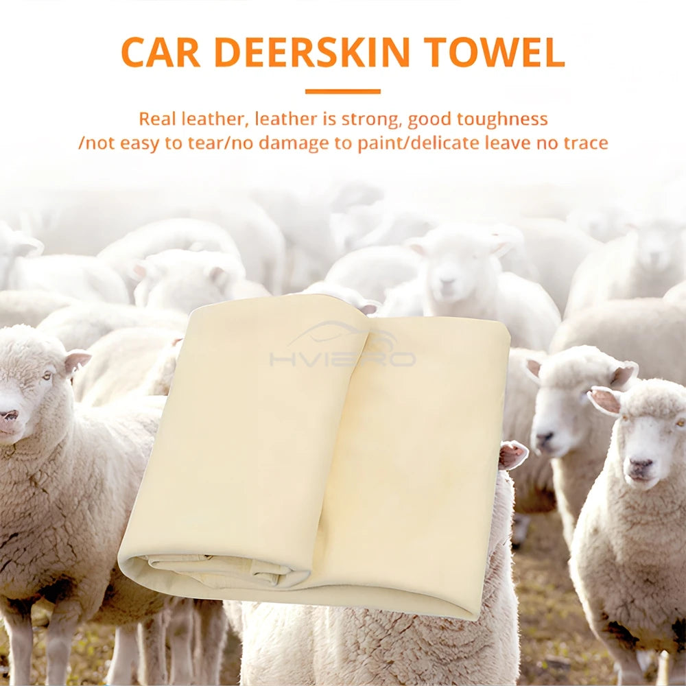 40X70cm Free Shape Cleaning Genuine Leather Cloth Car Auto Home Care Motorcycle Natural Drying Chamois Approx Water Absorption