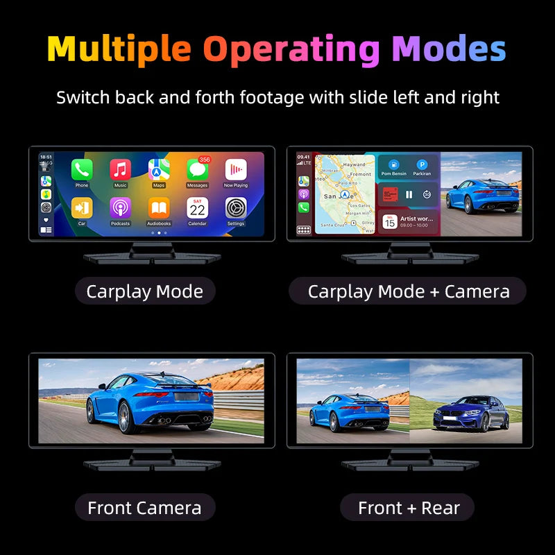 Develuck 10.26" Rotating Carplay Screen 4K Car DVR Rearview Camera Android auto Dash Cam Video Recorder GPS Navigation Dashboard