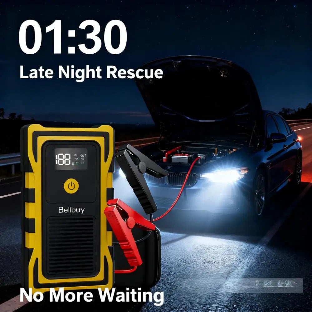 2000A Car Jump Starter, Power Bank and Emergency LED Light for All Diesel/Gasoline Cars 12V with Digital Display