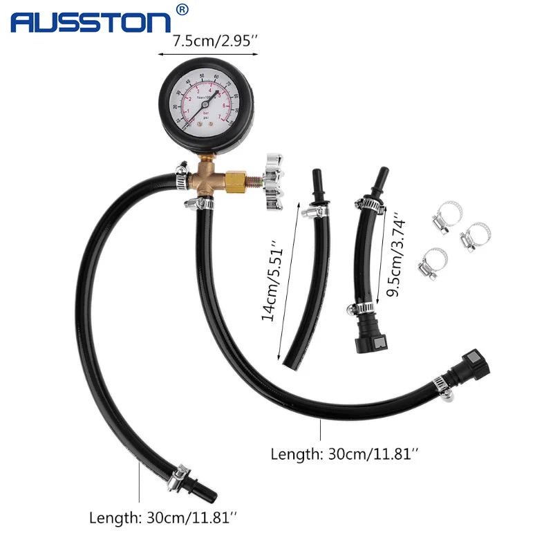 0-100PSI Quick Connected Fuel Injection Pump Pressure Tester Gauge with VALVE for Car Truck Gasoline Pressure Gauge Meter Tester