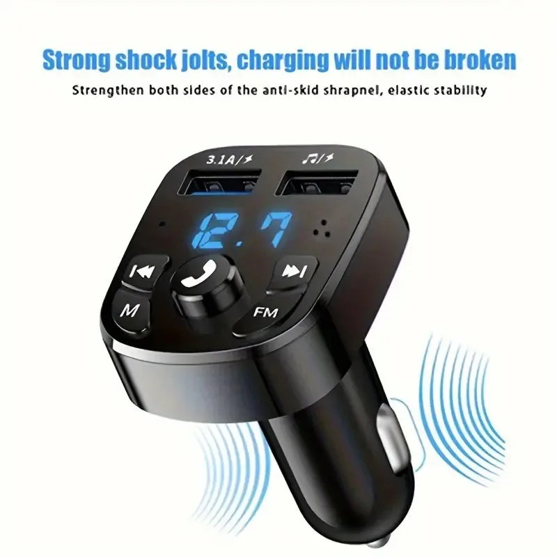 1 pc Car MP3 Wireless Car Bluetooth FM Transmitter Aux Supports QC3.0 Charging Treble and Bass Sound Music Player