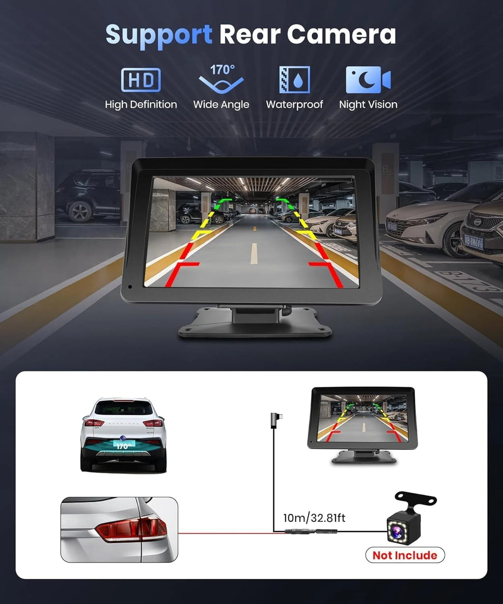 7" / 9" Inch Portable Wireless Carplay Android Auto Screen HD Car Radio Multimedia MP5 Video Player Rear Reversing Camera DVR