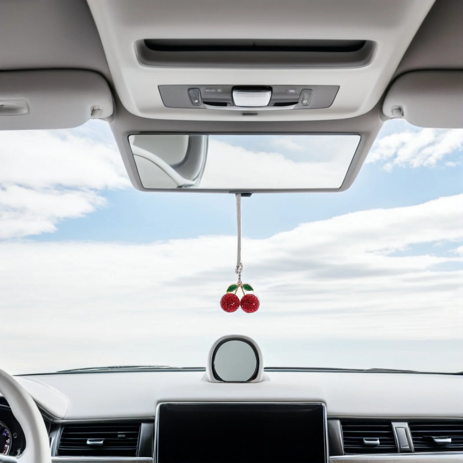 Car Interior Hanging Decor Rhinestone Cherry Pendant For Cars Trucks Stylish Mirror Charm Auto Ornament Vehicle Accessories