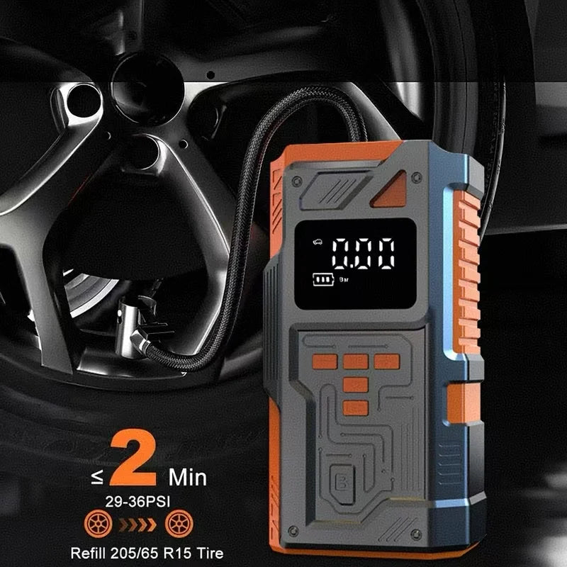 JKUOO Portable Car Jump Starter with Air Compressor -Outdoor Emergency Power for Lead-Acid Batteries, Tire Inflation &Monitoring