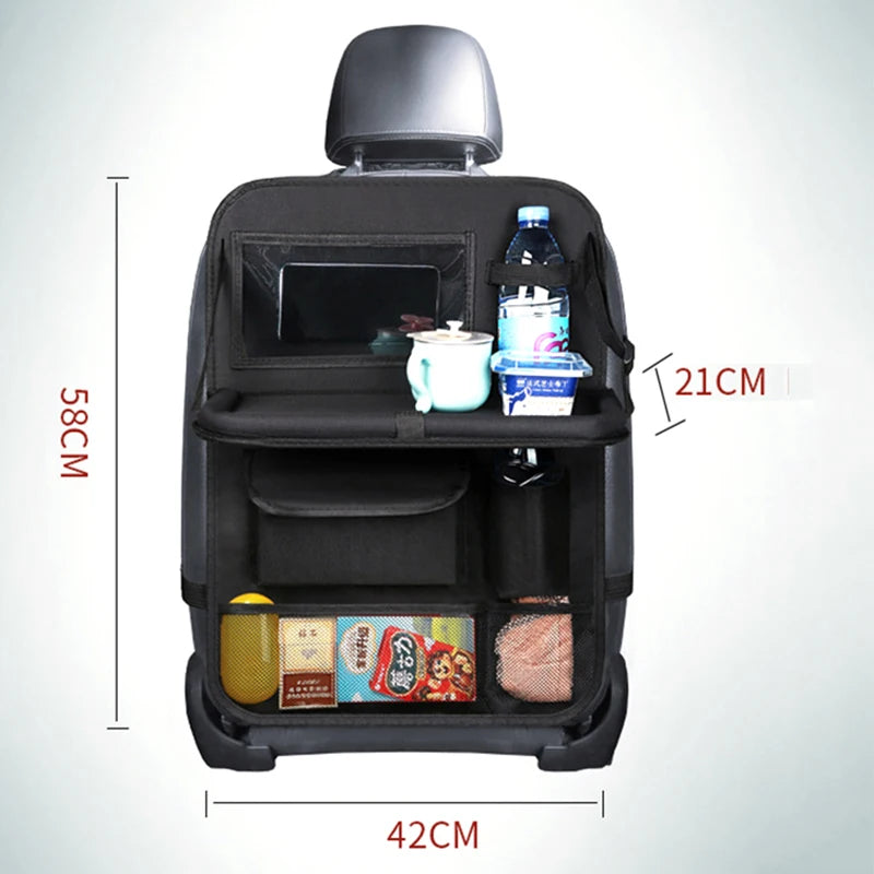 Foldable Car Seats Organizer with Tray Tablet Holder Multi-Pocket Storage Car Interior Stowing Tidying Universal Car Accessories