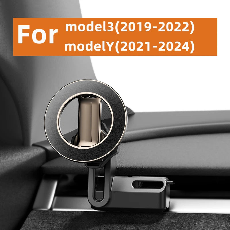 Adjustable Magnetic Car Phone Holder Mount for Tesla Model 3 Highland ModelY 2019-2024 Metal Car Phone Support Frame Accessories