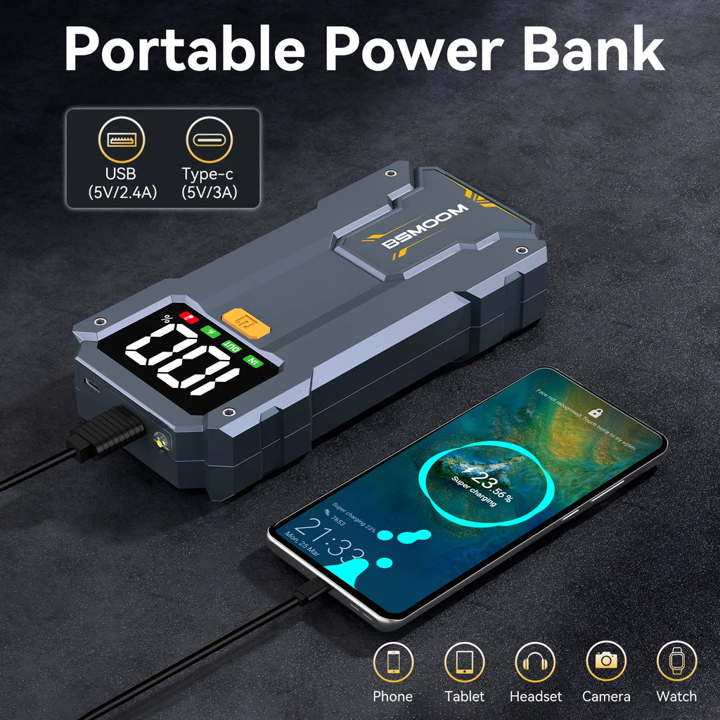 Car Jump Starter 10000mAh Power Bank Car Booster Charger 12V Starting Device Car Emergency Booster Lithium Starter Battery Pack