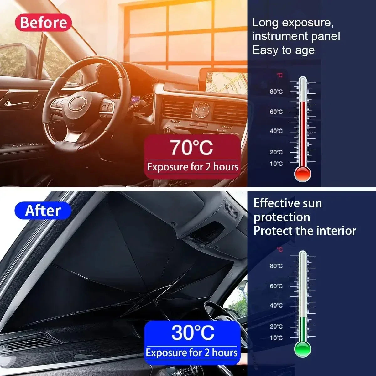 Car Windshield Sun Shade Umbrella Foldable Car Sunshade Front Window Cover for UV Ray Block & Sun Heat Car sunshade umbrella