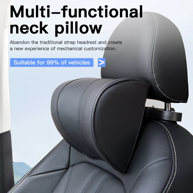 Leather Car Seat Headrest Cushion Multi-Function Memory Foam Car Neck Pillow Adjustable Car Headrest Pillow Auto Accessories