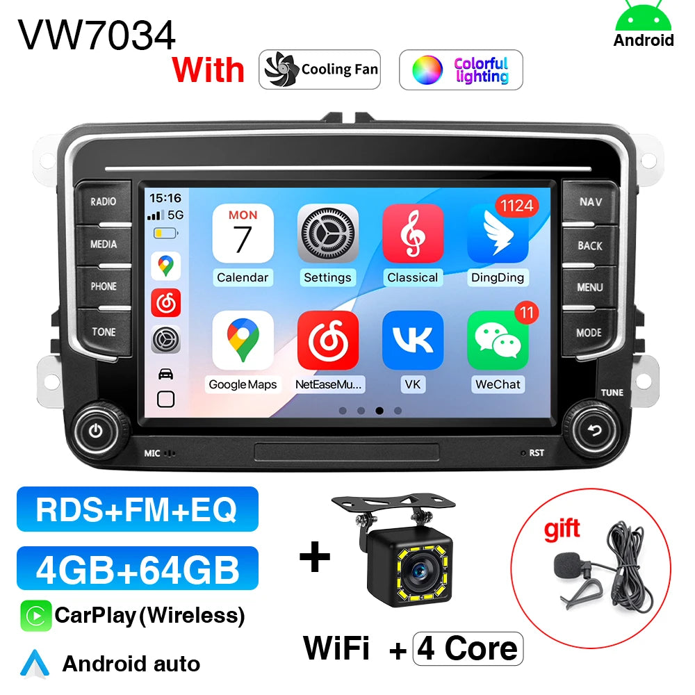 GRANDnavi 2Din Android 13 Car Radio GPS For VW / Volkswagen Skoda Octavia golf 5 6 touran passat B6 polo Jetta 2Din Radio Player