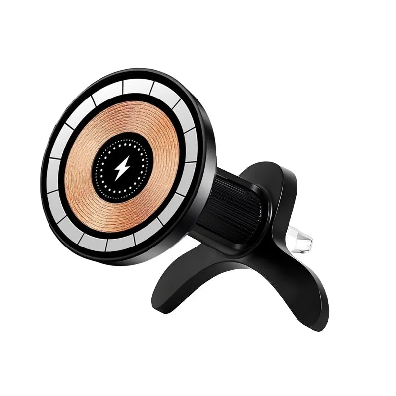 15W Car Magnetic Wireless Charger Holder 360 Rotation Metal Adjustable Angle in Car Stand For Iphone 15 14 13 12 Pro Max Samsung
