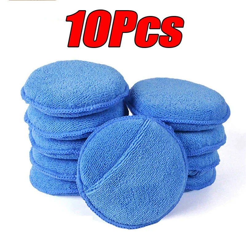 SEAMETAL 5/10Pcs Car Detailing Applicator Pads Car Care Waxing Polish Sponges Soft Microfiber Round Pocket Foam Sponges Car Care