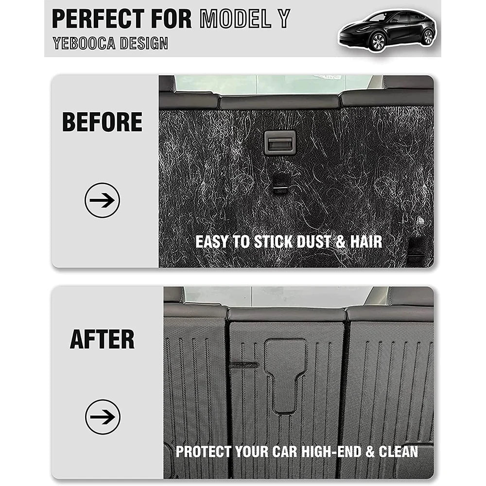 Rear Seat Back Cover Backrest Protector for Tesla 2020 ~ 2025 Model Y Juniper Trunk Anti-scratch Pad Anti-dirty Mat with Velcro