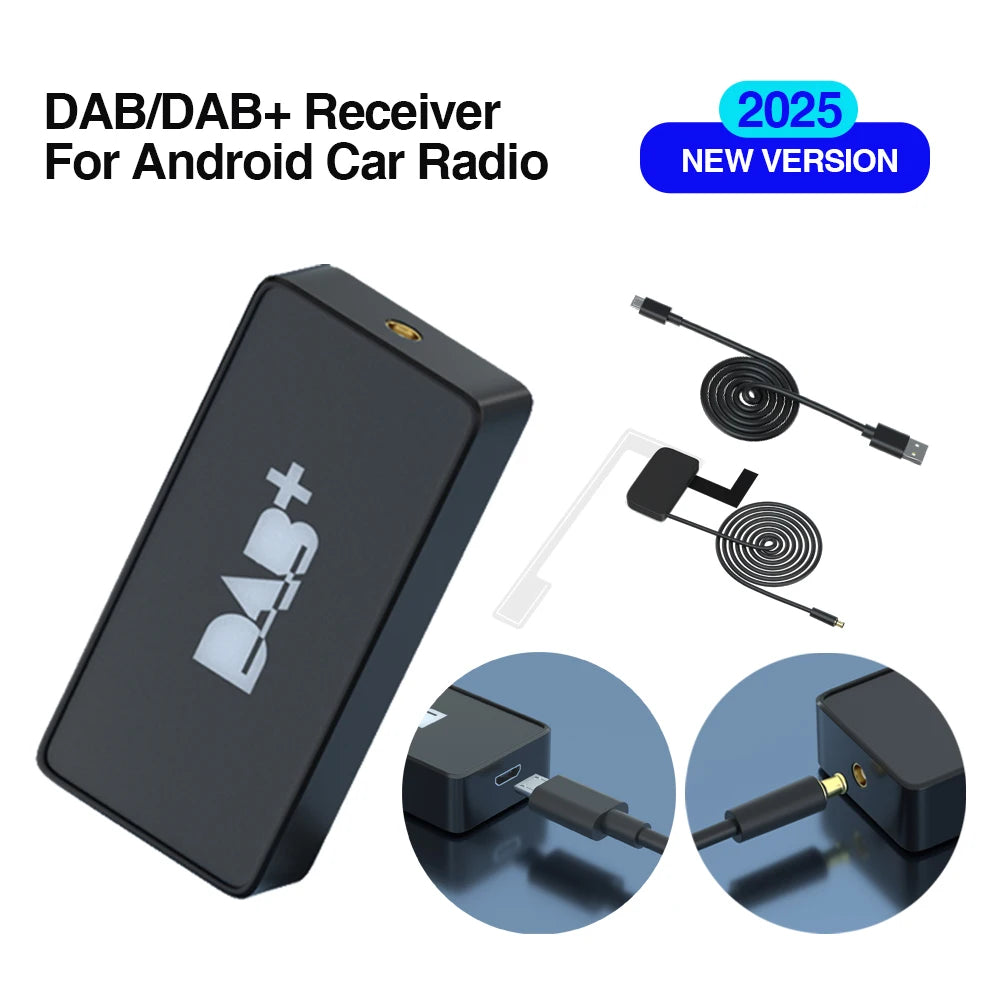 DAB+ Antenna for Android Car Radio With USB Adapter GPS Stereo DAB Receiver Player Automatic Scan Support Channel List LOGO