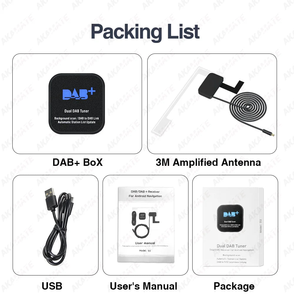 DAB+ Antenna for Android Car Radio With USB Adapter GPS Stereo DAB Receiver Player Automatic Scan Support Channel List LOGO