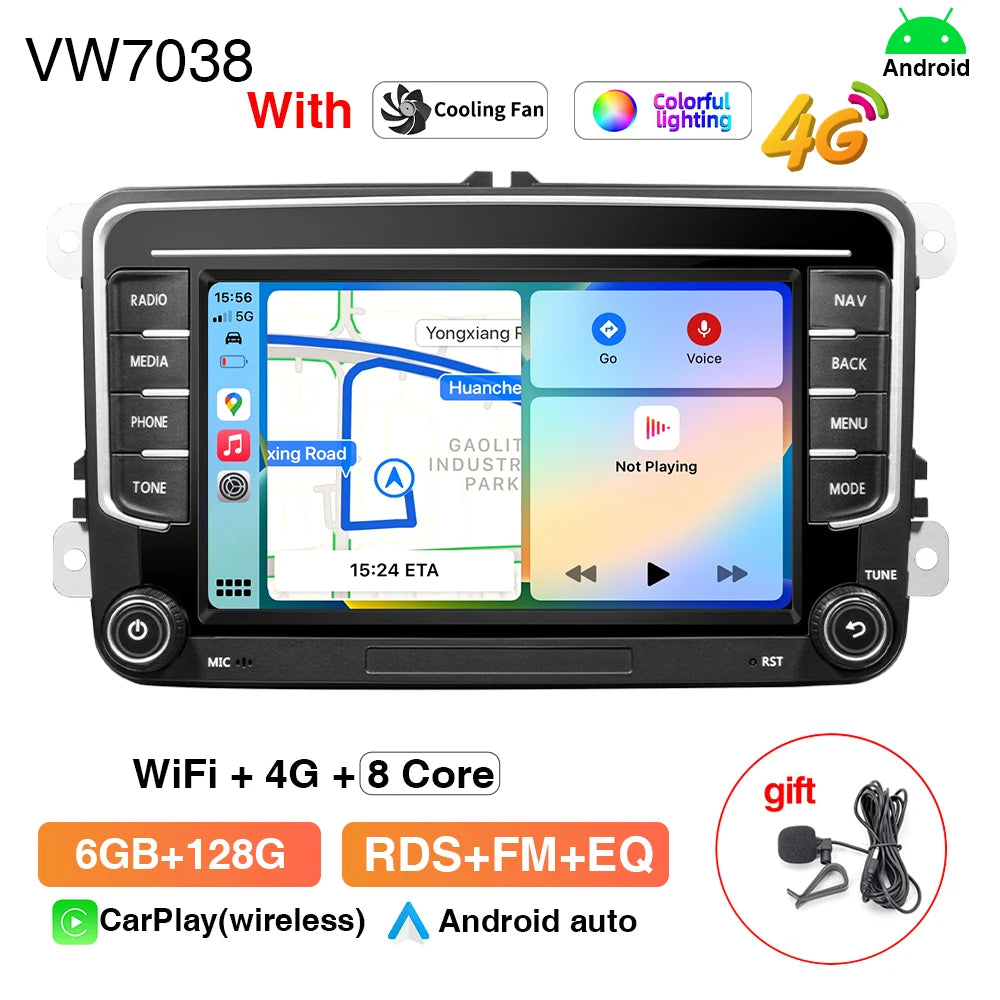 GRANDnavi 2Din Android 13 Car Radio GPS For VW / Volkswagen Skoda Octavia golf 5 6 touran passat B6 polo Jetta 2Din Radio Player