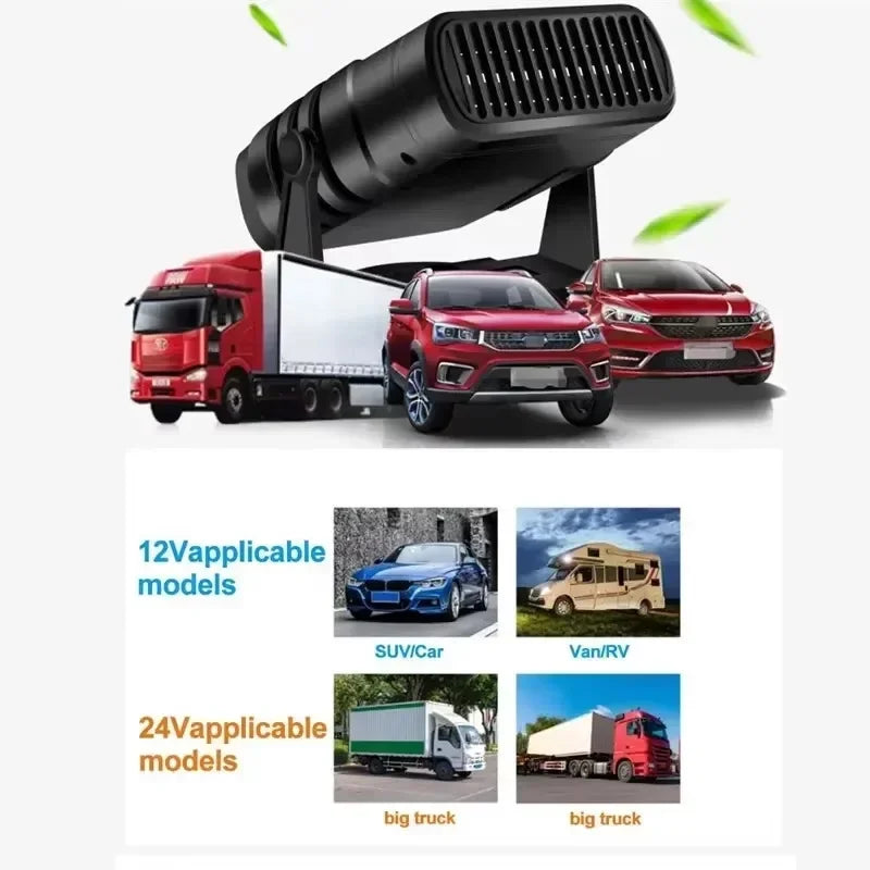 Portable Car Cooling Heater Defroster 12V 24V Dual Mode Fan Electric Windshield Demister Fast Heating Drying Auto Vehicle