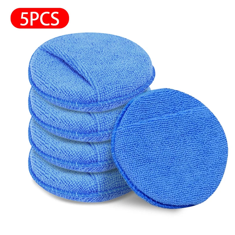 SEAMETAL 5/10Pcs Car Detailing Applicator Pads Car Care Waxing Polish Sponges Soft Microfiber Round Pocket Foam Sponges Car Care