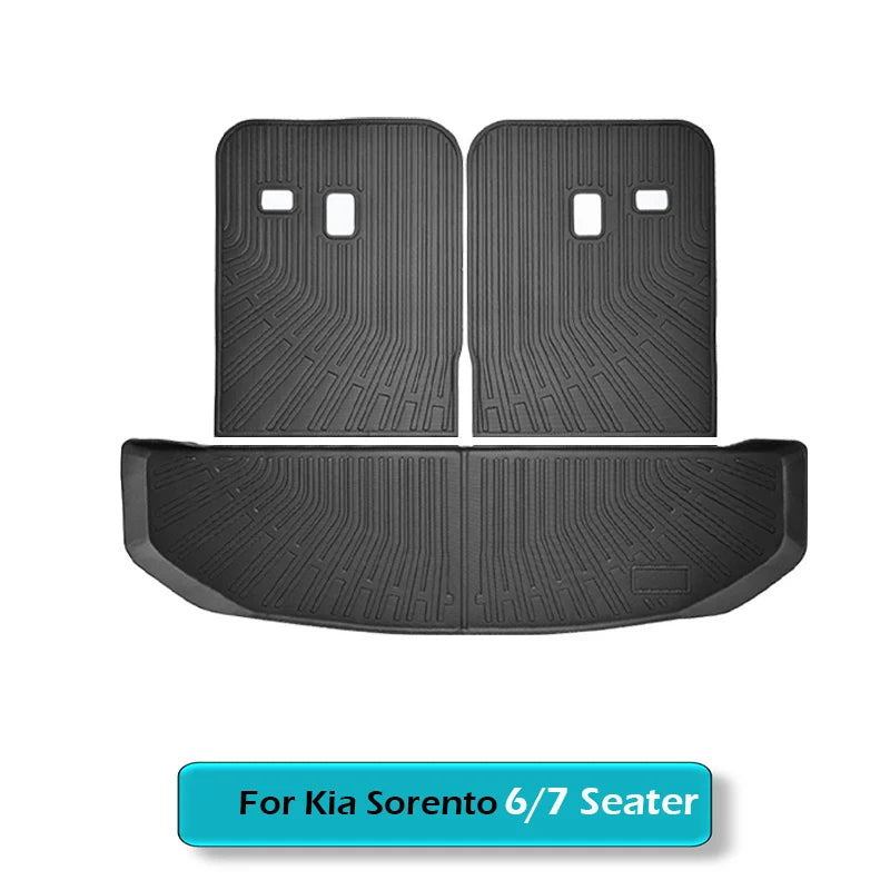 All Weather Floor Mats Cargo Liner for 2021 - 2025 2026 Kia Sorento Hybrid TPE Car Trunk Mat with Backrest Pad PHEV & HEV