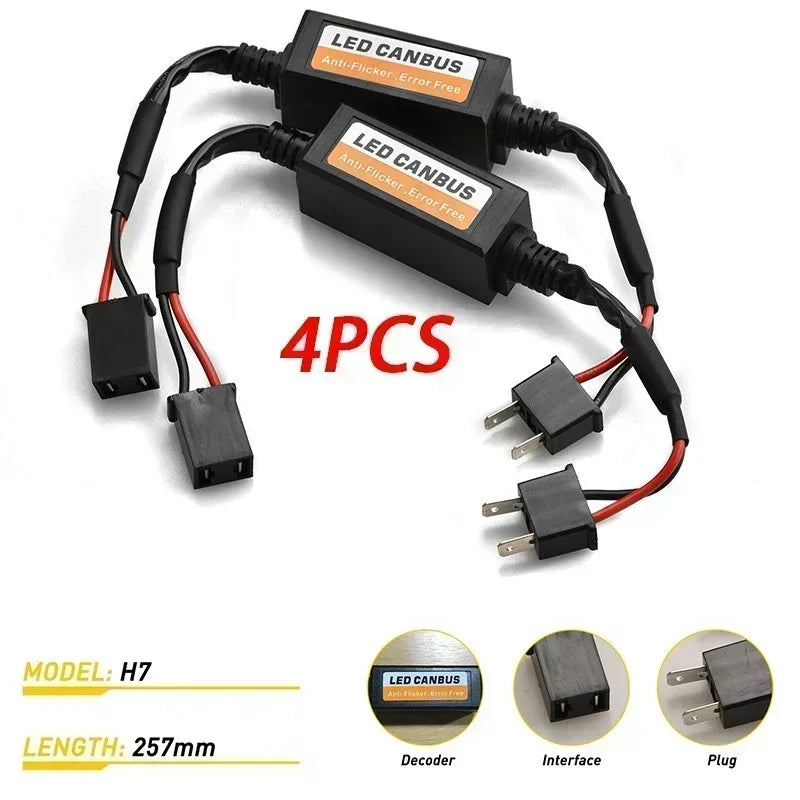 NEW 1/4PCS H1/H4/H7/H11/9005/9006 Automotive LED Decoder Black Anti-Flicker LED Canbus Decoder Fault Eliminator Auto Accessory