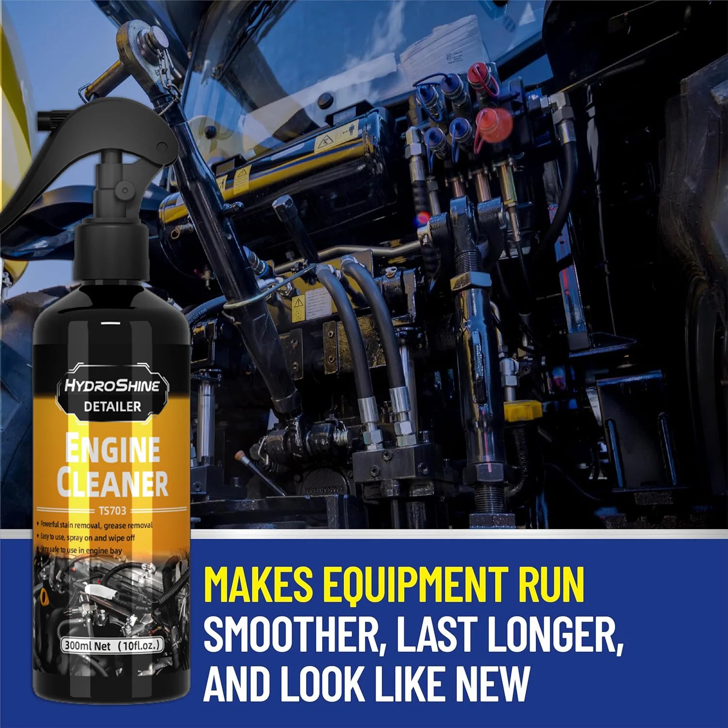 Hydroshine Engine Bay Cleaner Care  Heavy Oil Dust Clean Spray for Car Engine Powerful Decontamination Compartment Cleaning Tool