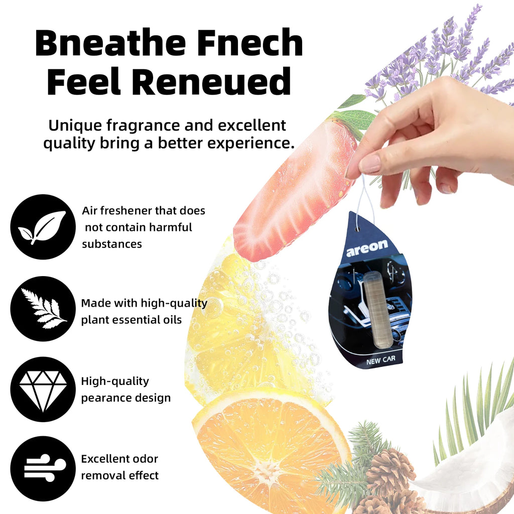 areon 3-18pcs Car Air Freshener Natural Tea Fragrance Vehicle-mounted Hanging Vanilla Scent Water Drop-shaped Car Interior