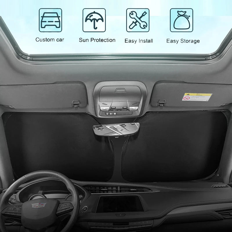 For Tesla Model 3 Y Juniper Highland 2025-2020 Front Windshield Sunshade Folding Window Sun Shade Cover Heat Protection Visor