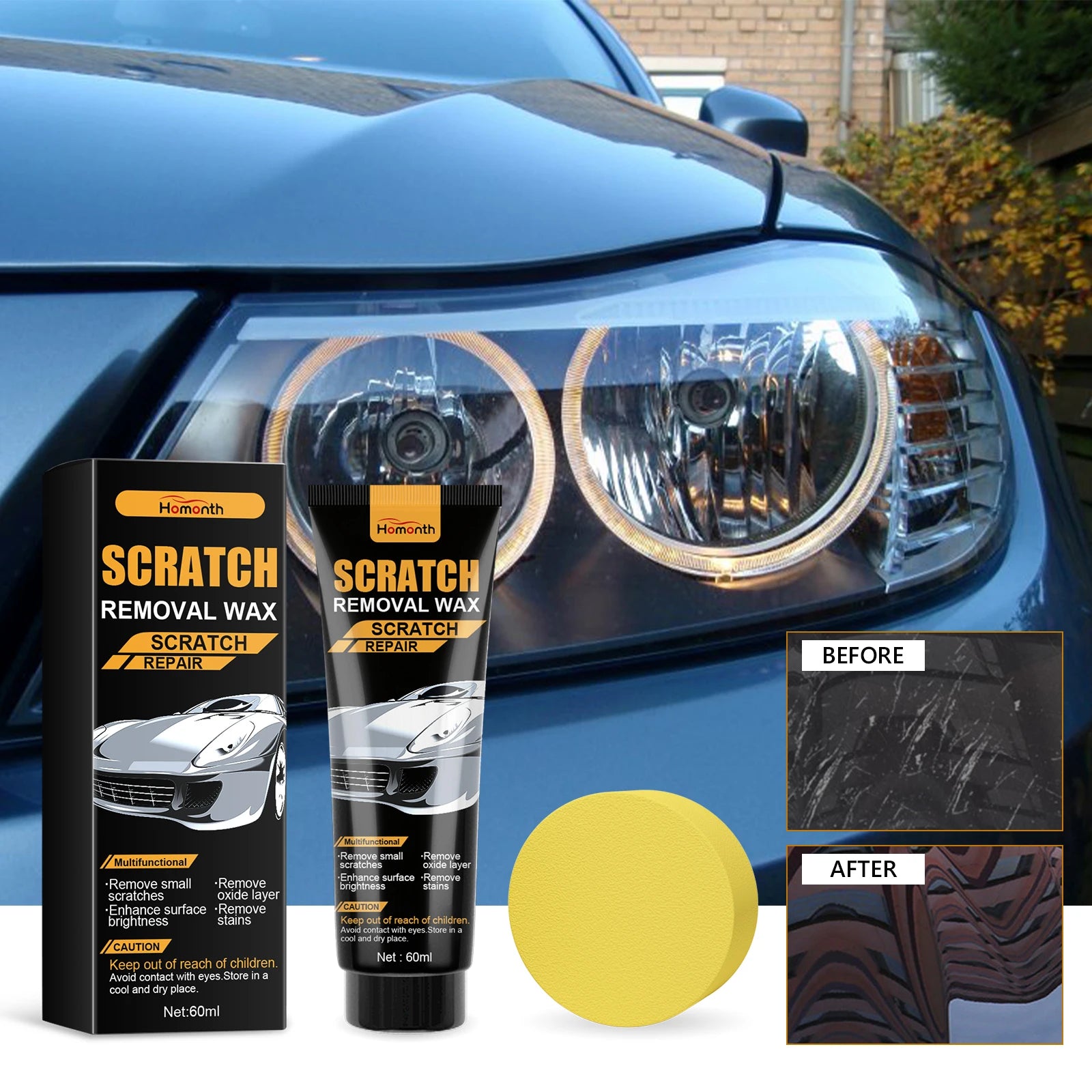 Car Scratch Repair Paste Cleans Surface Oxide Layers & Stains Repairs Paint Scratches Improves Automotive Gloss Restores Light