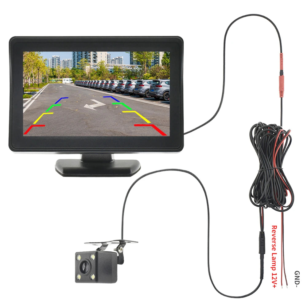 2020 4.3inch LED Display Car Rear View Camera monitor Backup Reverse Camera Kit Night Vision Fits for 12V Car Electrical System