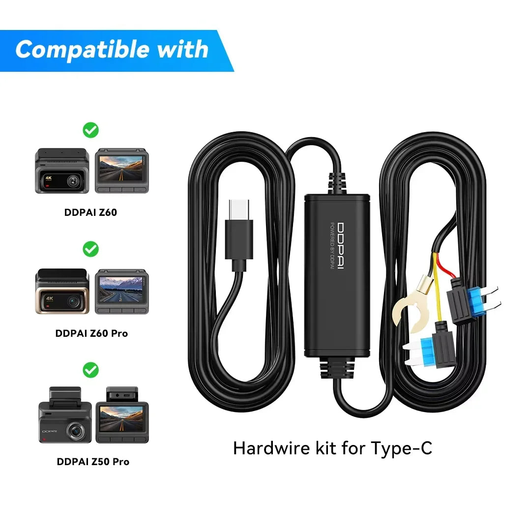 DDPAI Dashcam Hardwire Kit for 24H Parking Monitor Compatible with N1/N3 Pro/N5/Z40/Z50