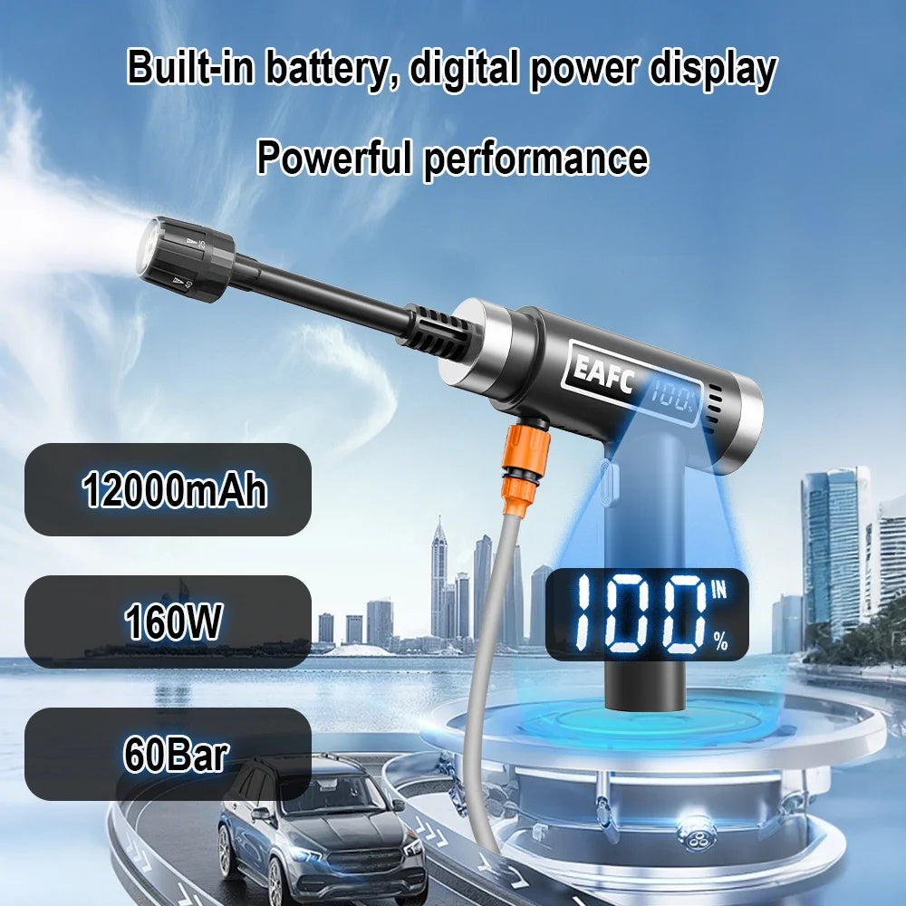 EAFC Wireless High Pressure Car Washing Machine Bedlt-In Battery Rechargeable Electric Car Washer Portable Water Gun Kit Cleaner
