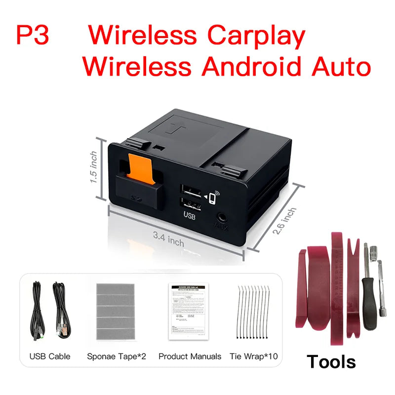 P2 Wired or P3 Wireless Carplay Android auto Adapter For Retrofit Mazda 2 3 6 CX3 CX5 CX8 MX5 USB HUB Kit TK78669U0C 00008fz34