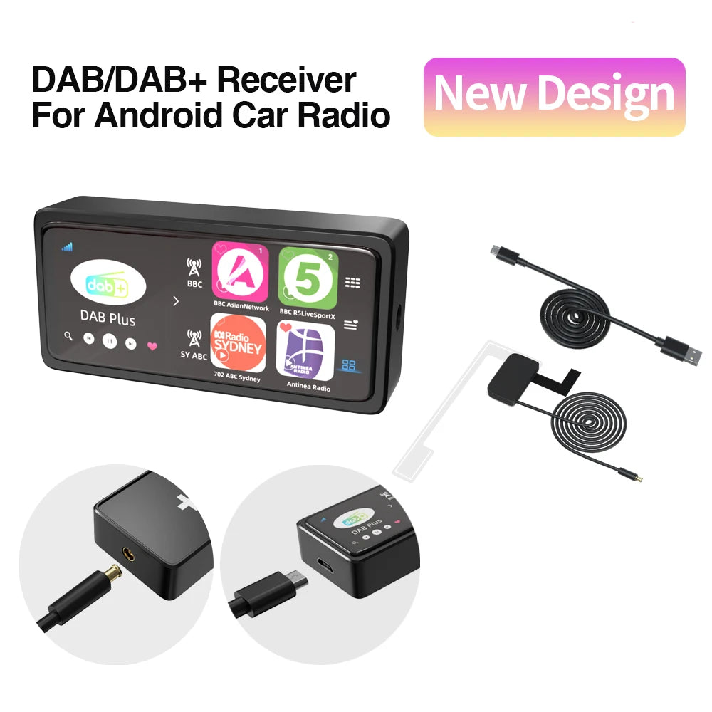 DAB+ Antenna for Android Car Radio With USB Adapter GPS Stereo DAB Receiver Player Automatic Scan Support Channel List LOGO