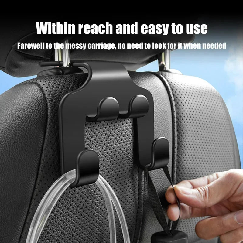 Car Seat Headrest Hook New Hanger Storage Organizer Universal for Handbag Purse Coat Fit Universal Vehicle Car Holder Black