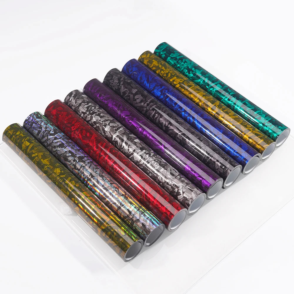 50/30cm*300cm High Glossy Black Gold Silver Red Forged Carbon Fiber Vinyl Wrap Film on the Hood Adhesive Vinyl for Car Stickers