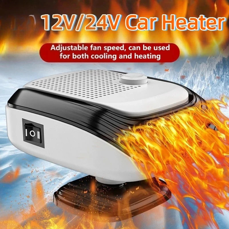 Fast Heating 12V/24V Car Heater & Defroster, Dual Speed Quick Warm Up, Front Demister for Winter Car Heating & Defogging