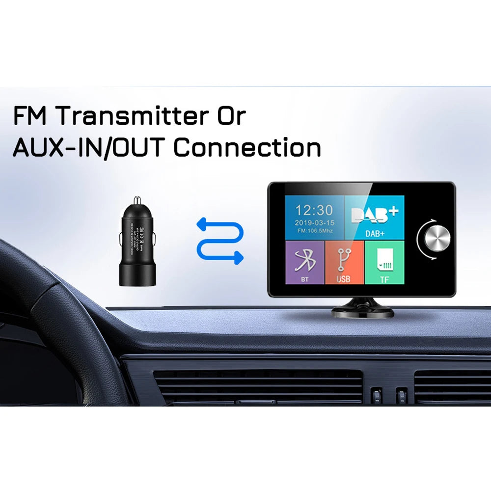 Ezonetronics DAB Radio Receiver In Car with Screen Stereo Sound Digital Signal Antenna Broadcast Adapter FM Transmitter