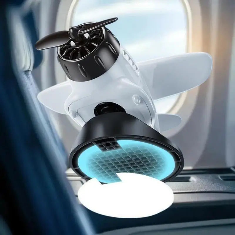 Solar Powered 360 Rotating Airplane Ornament - Car Dashboard Decor with LED Lights for Interior Styling