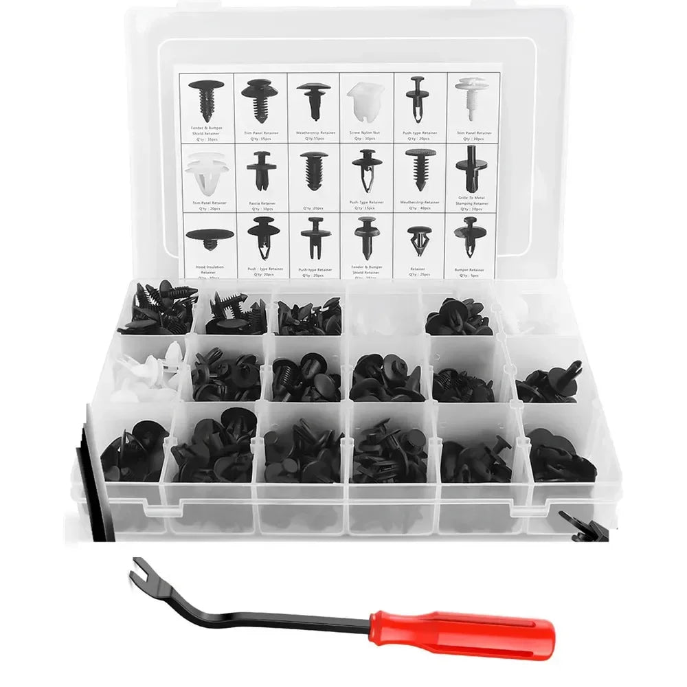 835 Car Push Retainer Black Nylon Fastener Clips in Plastic Box for GM Ford Lexus Honda Chrysler Mazda Nissan Jeep Ford